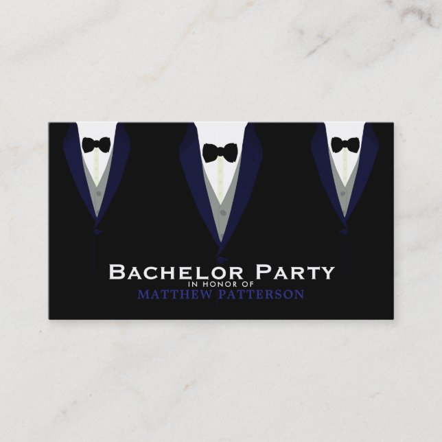Black Tuxedo, Sleek & Modern Bachelor Party Ticket (Vorderseite)