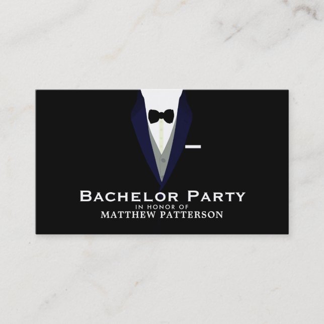 Black Tuxedo, Sleek & Modern Bachelor Party Ticket (Vorderseite)