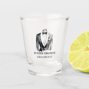 Black Tuxedo Wedding Party Trauzeuge Geschenk Schnapsglas