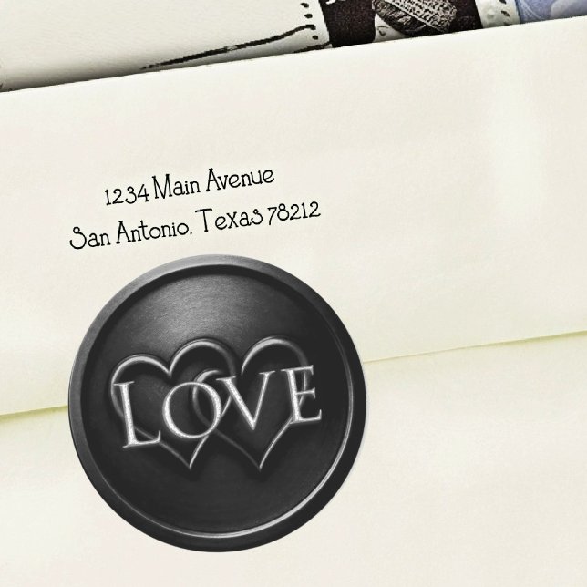 Black Two Hearts Intertwined Wedding Runder Aufkleber (Von Creator hochgeladen)