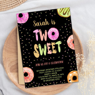 Black Two Sweet Pastel Donut zum Geburtstag Einlad Einladung