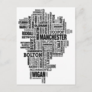 Black type map of Greater Manchester Postkarte