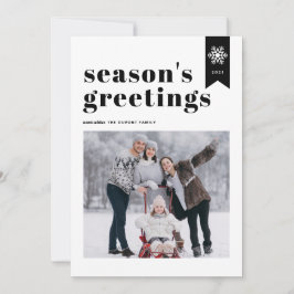 Black Typografy Snowflake Frohen Festtage Foto Feiertagskarte