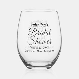 Black Typography Bridal Shower Wine Glass Weinglas Ohne Stiel