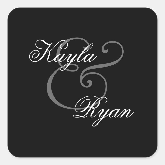 Black Umschlag Aufkleber Wedding (Vorderseite)