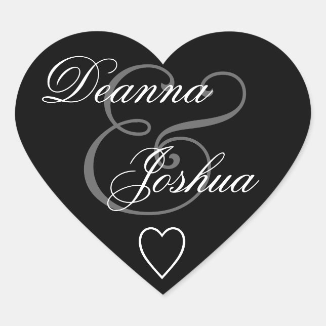 Black Umschlag Aufkleber Wedding Heart V10 (Vorderseite)