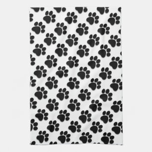 BLACK und WHITE Hund Paw Prints Ver 2 A007 Handtuch