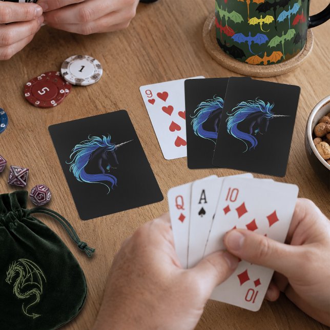 Black Unicorn Blue Silver Spielkarten (Von Creator hochgeladen)