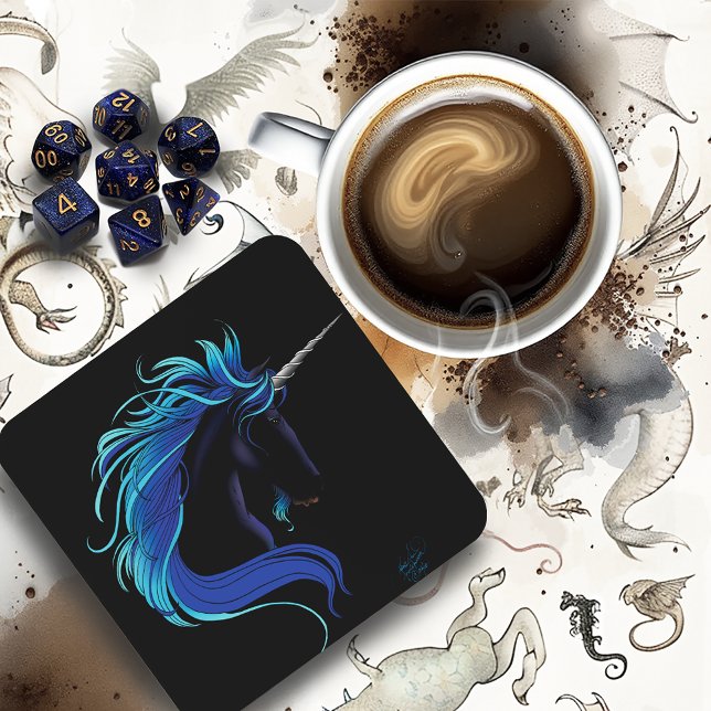 Black Unicorn Blue Silver Untersetzer (Von Creator hochgeladen)