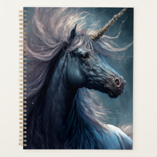 Black Unicorn Fantasy Art Planer