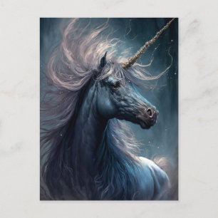 Black Unicorn Fantasy Art Postkarte