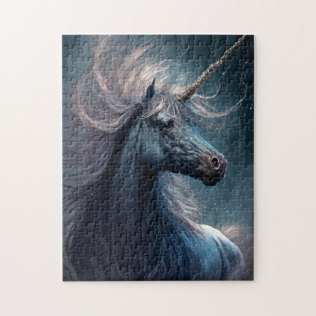 Black Unicorn Fantasy Art Puzzle (Vertikal)