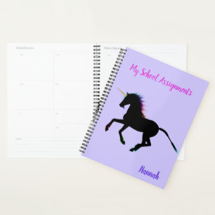 Black Unicorn Girls School Planner Planer