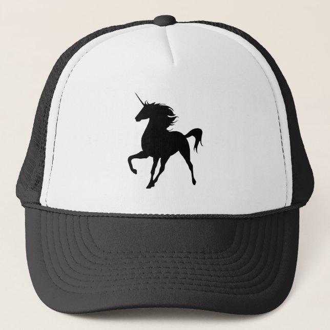 Black Unicorn Silhouette Hat Truckerkappe (Vorderseite)