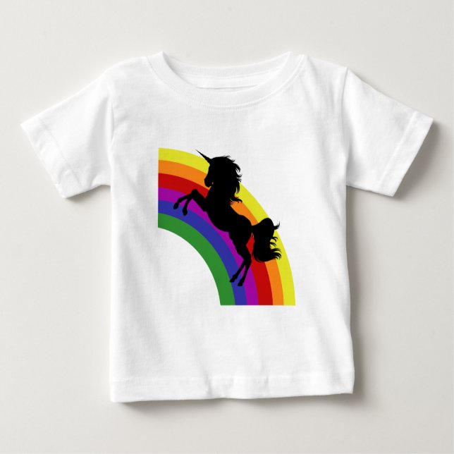Black Unicorn Silhouette Rainbow Baby T - Shirt (Vorderseite)