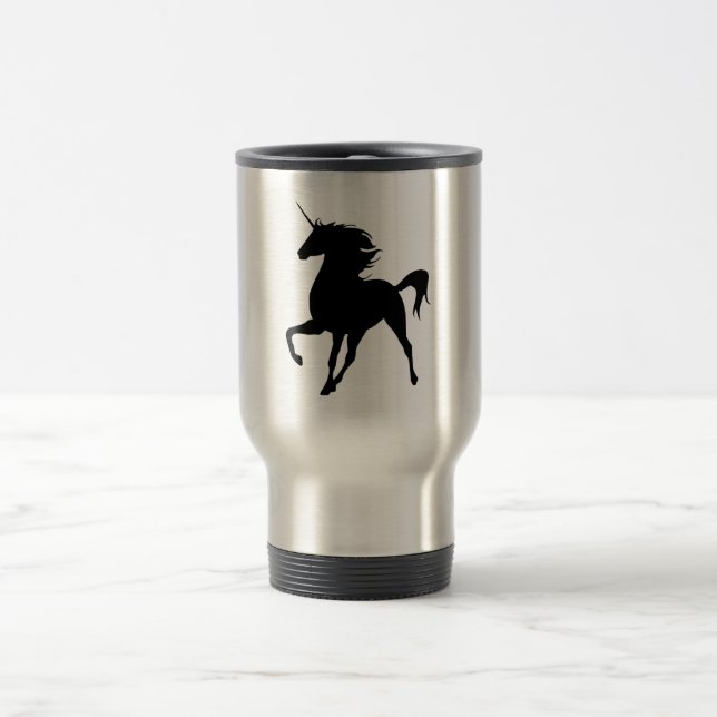 Black Unicorn Silhouette Travel Mug Reisebecher (Mittel)