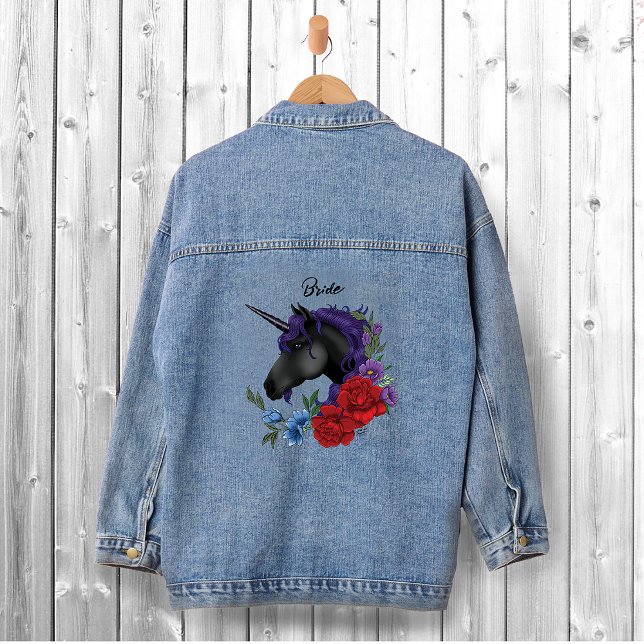 Black Unicorns Lila Red Sage Blume Jeansjacke (Von Creator hochgeladen)