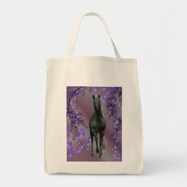 Black Unicoron Blume Fantasy Tote Tasche (Vorne)
