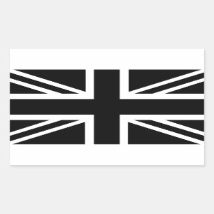 Black Union Jack British (UK) Country Flag Rechteckiger Aufkleber