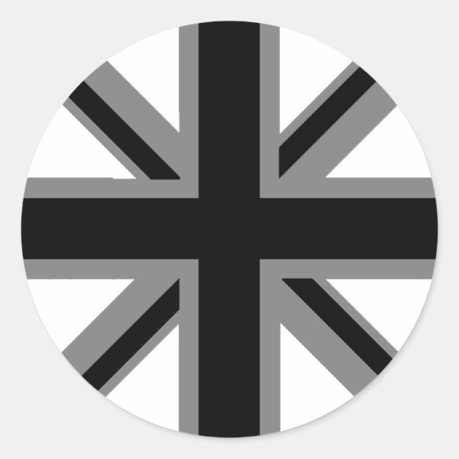 Black Union Jack Runder Aufkleber (Vorderseite)