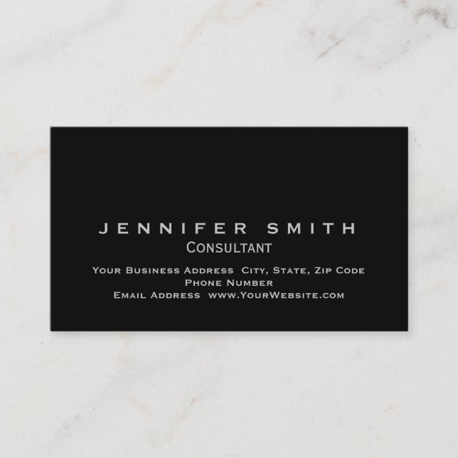 Black Unique Standard Consultant Business Card Visitenkarte (Vorderseite)