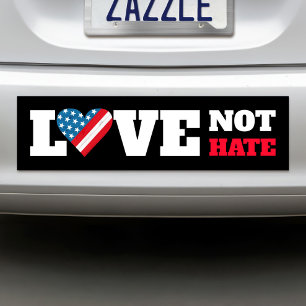 Black USA Flag Herz-Liebe nicht hassen Bold Rustic Autoaufkleber