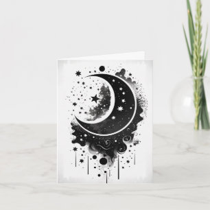 Black Vector Moon and Stars Karte