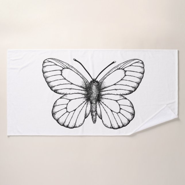 Black-veined white butterfly badhandtuch set (Badehandtuch)