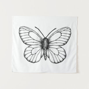Black-veined white butterfly wandteppich