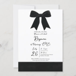Black Velvet Bow Elegant Posh 1. Geburtstag Einladung