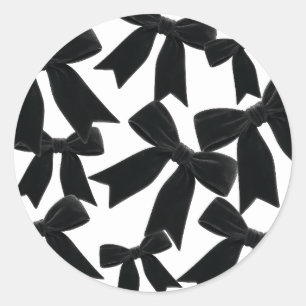 Black Velvet Bow Elegant Posh Geburtstagsparty Runder Aufkleber