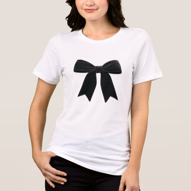 Black Velvet Bow Elegant Posh Trendy Tri-Blend Shirt (Vorderseite)