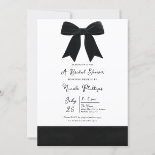 Black Velvet Bow Elegantes Posh Foto Brautparty Einladung
