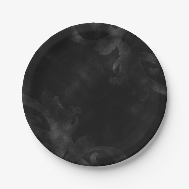 Black Velvet Elegantes Vintag Glam Glamour Party Pappteller (Vorderseite)