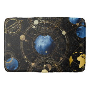 Black Velvet Gold Celestial Astrologie Badematte