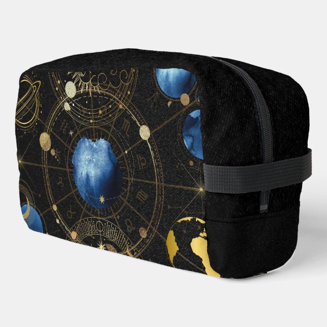 Black Velvet Gold Celestial Astrologie Waschbeutel (Linke Seite)