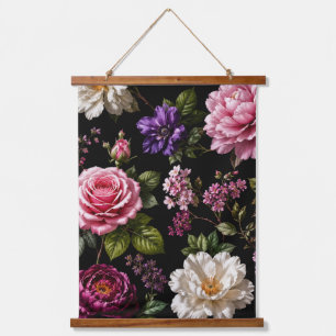 Black Velvet Rose Wandteppich Mit Holzrahmen