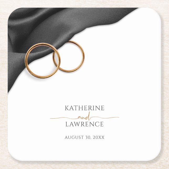 Black Velvet Wedding Coaster Rechteckiger Pappuntersetzer (Vorderseite)