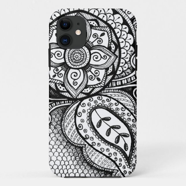 Black Velvet White Damask Dreamcatcher Mandala Kun Case-Mate iPhone Hülle (Rückseite)