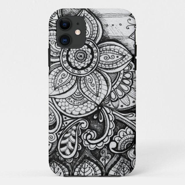 Black Velvet White Damask Dreamcatcher Mandala Kun Case-Mate iPhone Hülle (Rückseite)