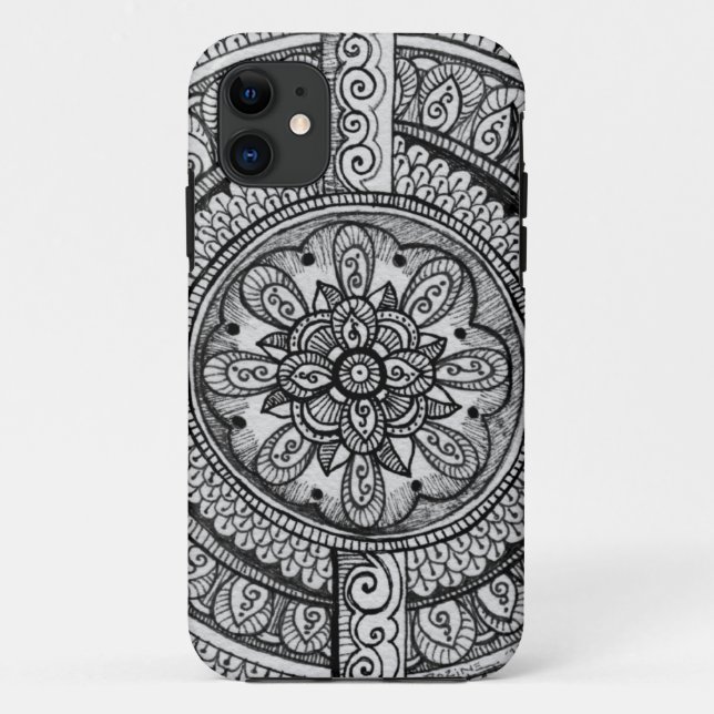 Black Velvet White Damask Dreamcatcher Mandala Kun Case-Mate iPhone Hülle (Rückseite)