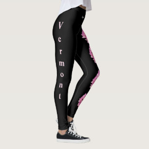 Black Vermont Staat Red Clover Blume Leggings