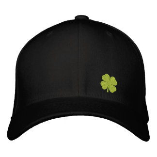 Black Vierblättriges Kleeblatt St. Patrick - KUNST Bestickte Kappe