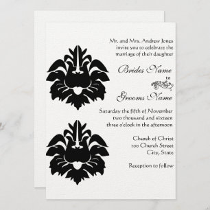 Black Viktorianisch Damask Wedding Einladung