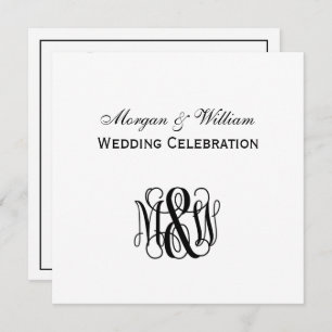 Black Vine Script Monogram B&G DIY BG Wedding Einladung
