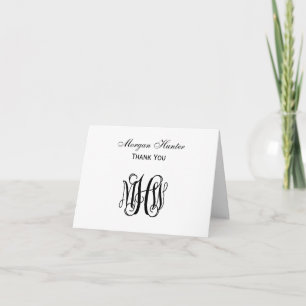 Black Vine Script Monogram DIY BG Dankeskarte