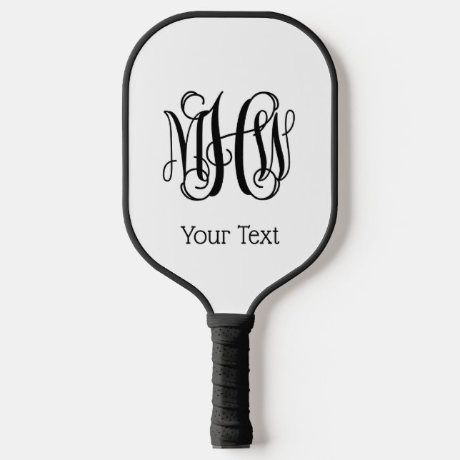 Black Vine Script Monogram DIY BG Pickleball Schläger (Vorderseite)