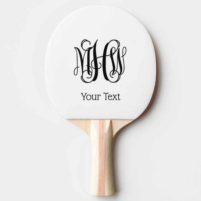 Black Vine Script Monogram DIY BG Tischtennis Schläger (Vorderseite)
