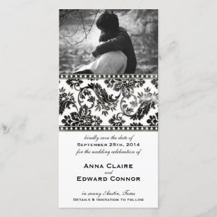 Black Vintag Damask Lace Save the Date