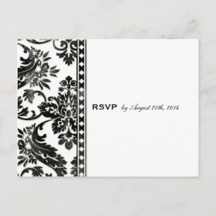 Black Vintag Damask Lace Wedding RSVP Einladungspostkarte